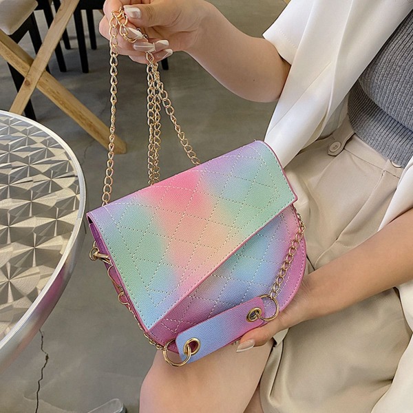

Ombre Quilted Chain Saddle Bag, Multicolor