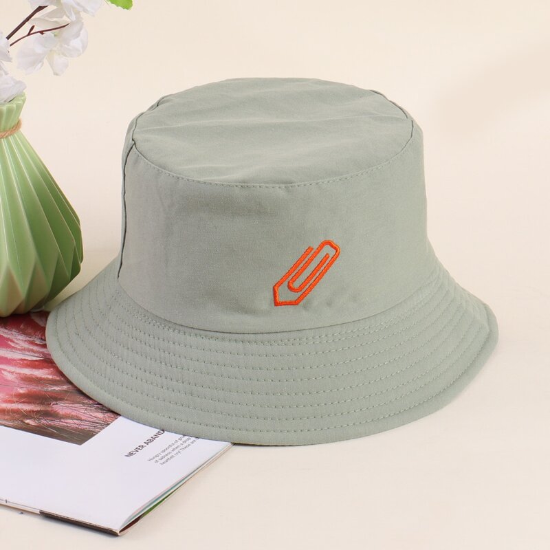 

Paper Clip Embroidered Bucket Hat, Green