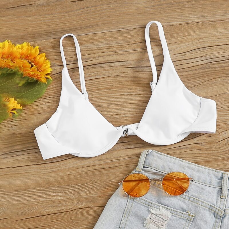 

Plain Underwire Bikini Top, White