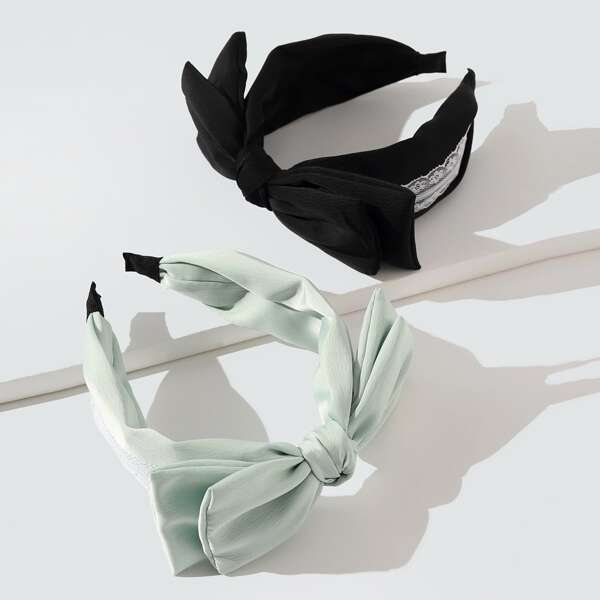 

2pcs Bow Decor Headband, Multicolor