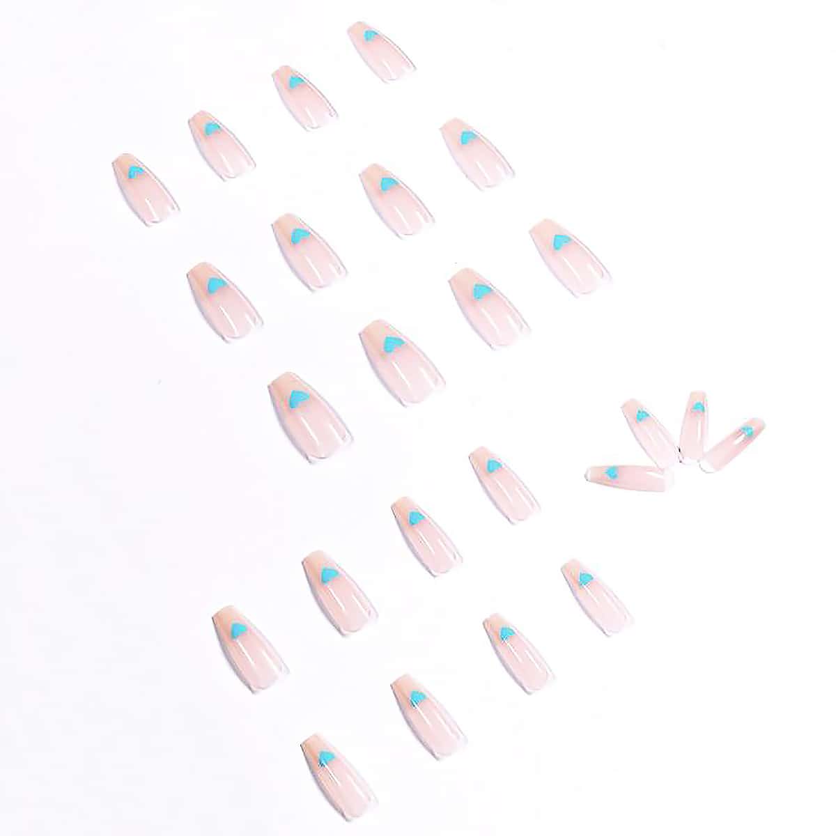 

24pcs Heart Fake Nail, Clear