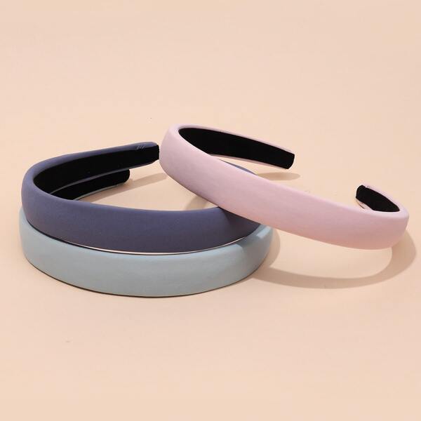 

3pcs Minimalist Solid Headband, Multicolor
