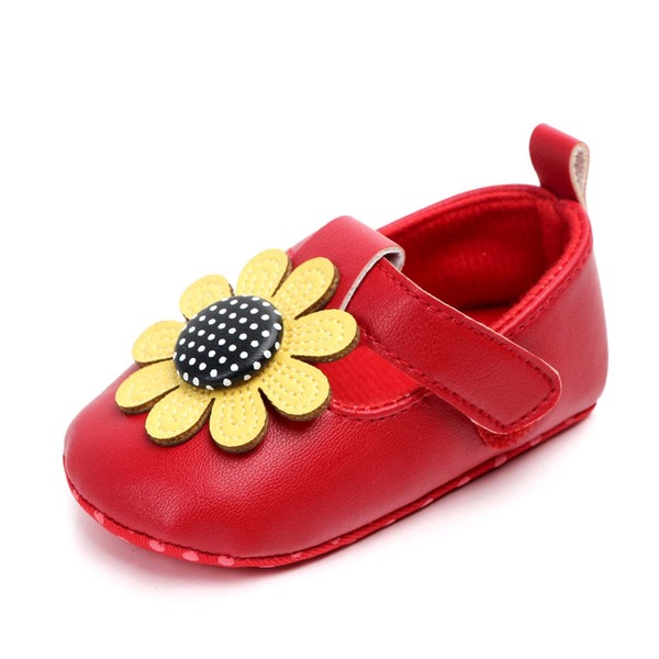 

Baby Girl Floral Applique Flats, Red