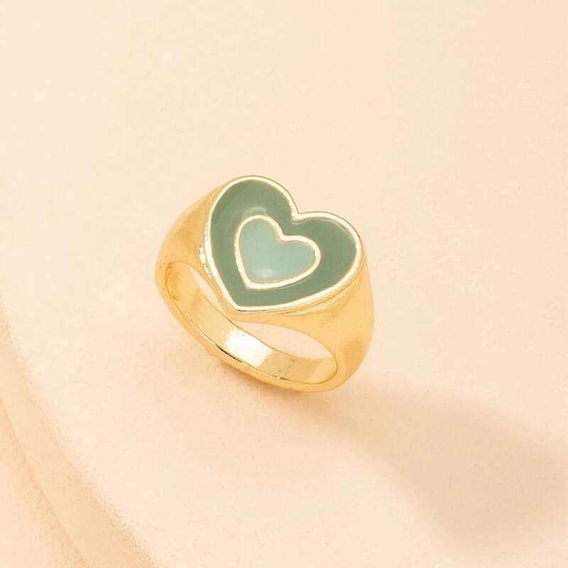 

Heart Design Ring, Green