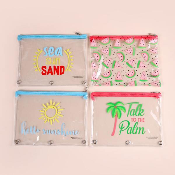 

4pcs Cartoon Graphic File Bag, Multicolor