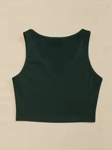 Chiquease Notch Neck Rib-knit Tank Top - Dark Green - View 2