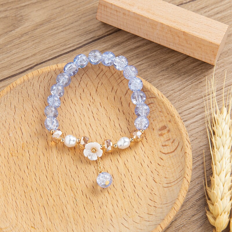 

Flower Beaded Bracelet, Blue