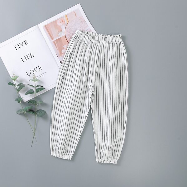 

Toddler Boys Striped Carrot Pants, White