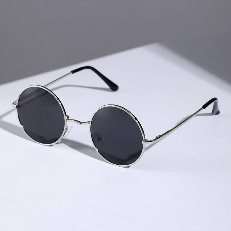 

Guys Round Frame Sunglasses, Black