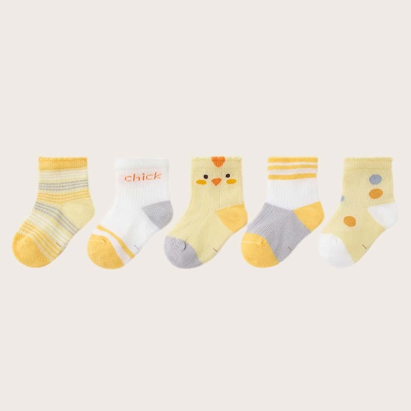 

5pairs Baby Cartoon Graphic Socks, Multicolor