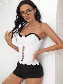 4pack Frill Trim Bandeau Teacher Costume Set - Black and White - View 1