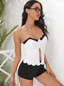 4pack Frill Trim Bandeau Teacher Costume Set - Black and White - View 3