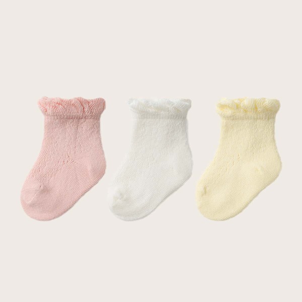 

3pairs Baby Solid Socks, Multicolor
