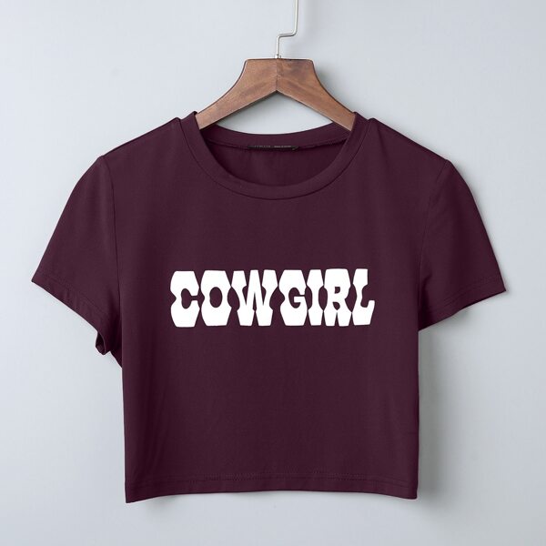 

Letter Graphic Crop Tee, Purple