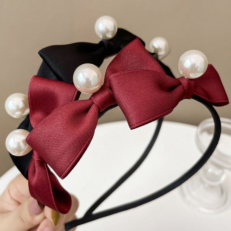 

2pcs Faux Pearl Decor Headband, Multicolor