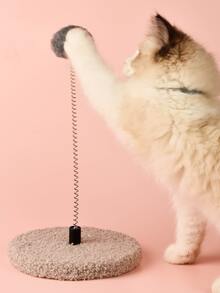 1pc Pom Pom Detail Cat Teaser Stick - Grey - View 3