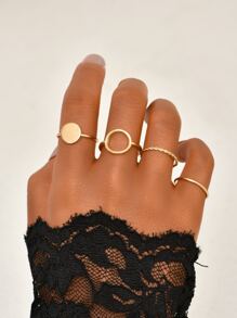 4pcs Alloy Ring - Yellow Gold - View 1