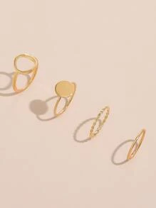 4pcs Alloy Ring - Yellow Gold - View 2