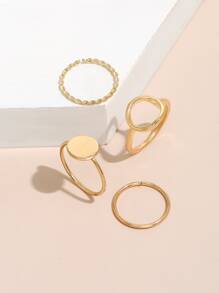 4pcs Alloy Ring - Yellow Gold - View 3