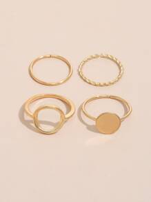 4pcs Alloy Ring - Yellow Gold - View 4