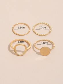 4pcs Alloy Ring - Yellow Gold - View 5