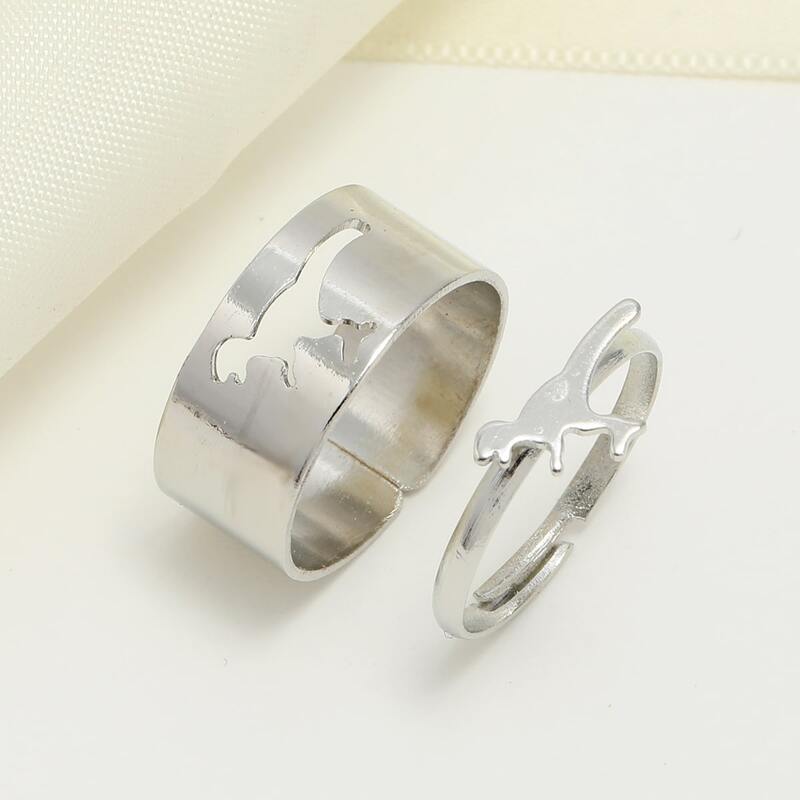 

2pcs Dinosaur Design Ring, Silver