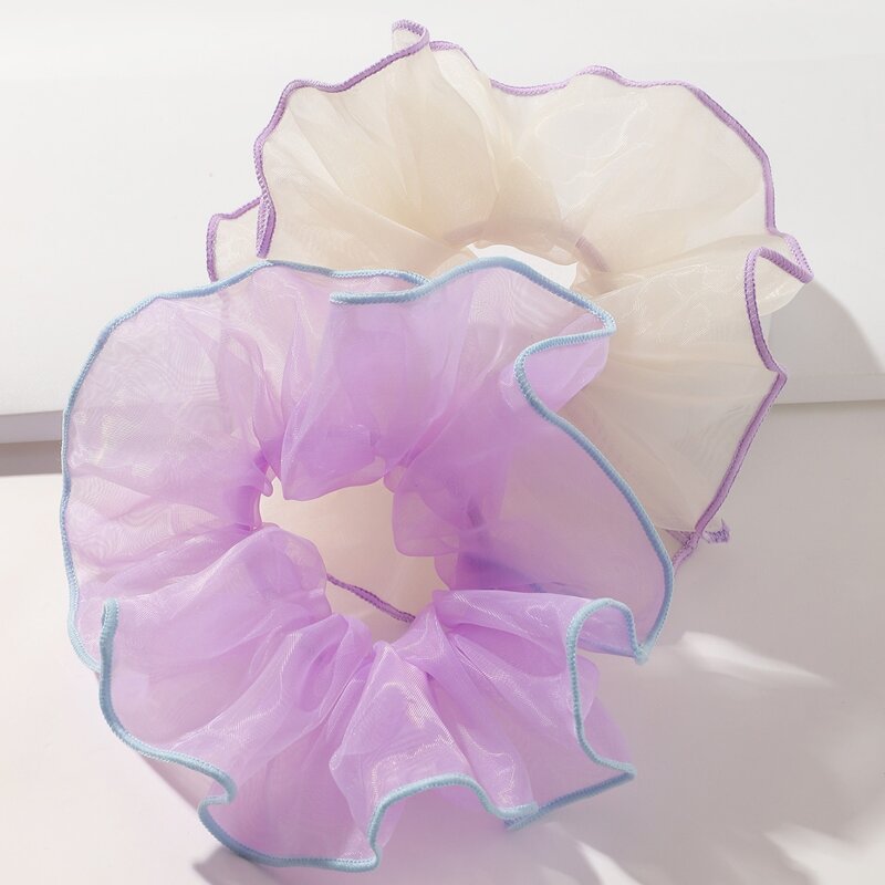 

2pcs Mesh Pleated Scrunchie, Multicolor