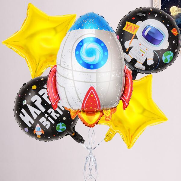 

5pcs Outer Space Design Balloon Set, Multicolor