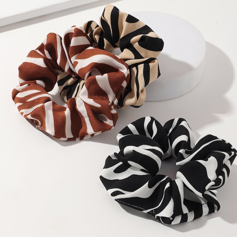 

3pcs Striped Scrunchie, Multicolor
