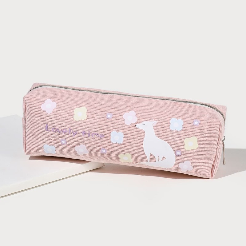 

Fox Print Pencil Bag, Pink
