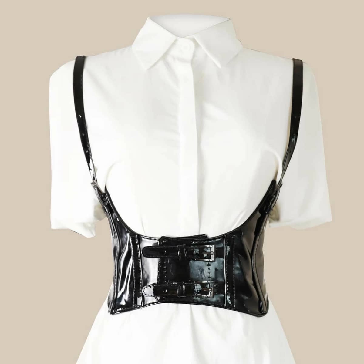 

Buckle Harness Corset Belt, Black