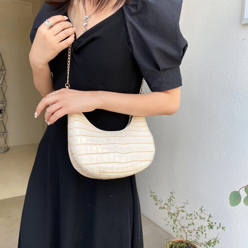 

Croc Embossed Crossbody Bag, Beige