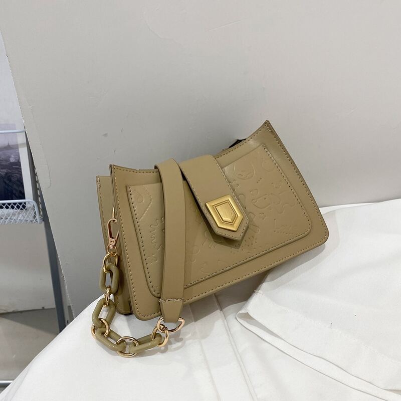 

Cartoon Embossed Shoulder Bag, Khaki