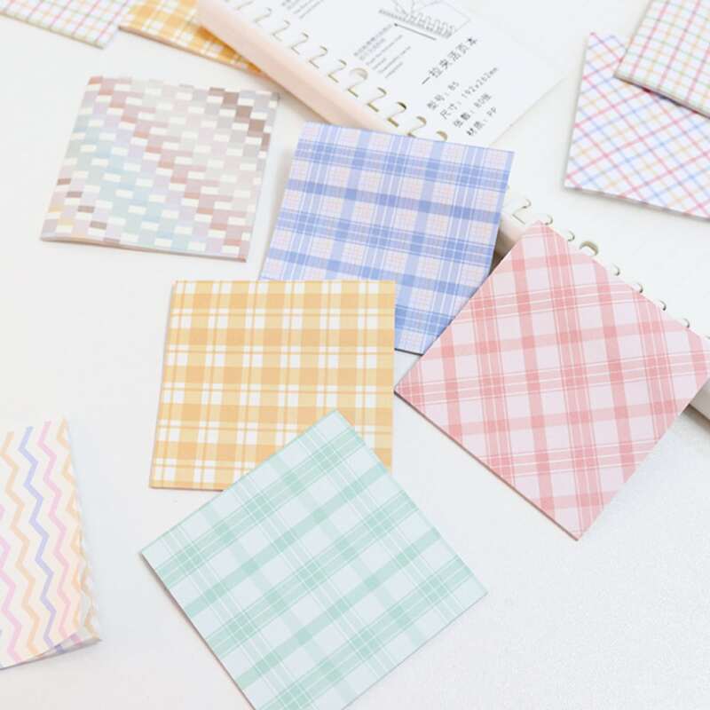 

80sheets Random Plaid Sticky Note, Multicolor