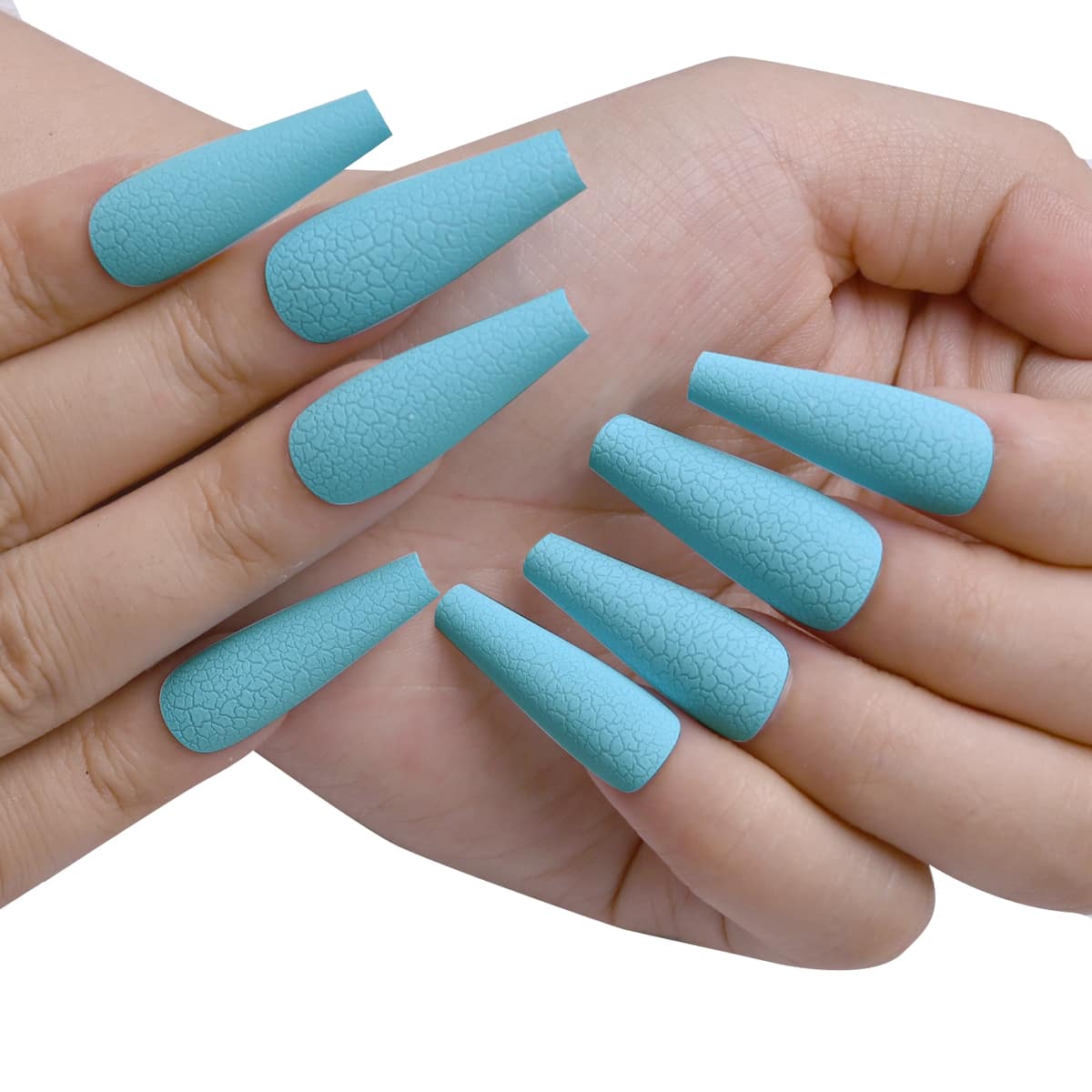 

24pcs Fake Nail & 1sheet Tape & 1pc Nail File, Baby blue
