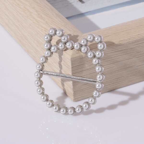 

Faux Pearl Scarf Buckle, Silver