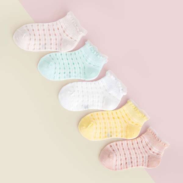 

5pairs Baby Solid Socks, Multicolor