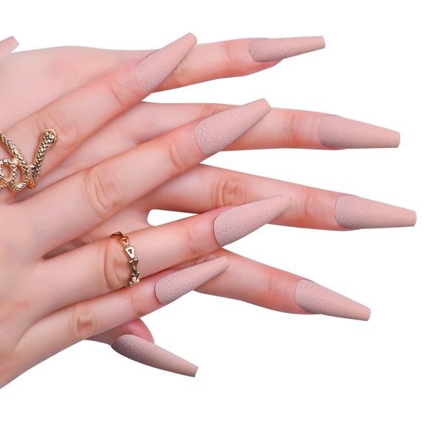 

24pcs Fake Nail & 1sheet Tape & 1pc Nail File, Khaki