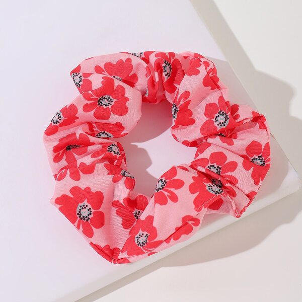 

Floral Print Scrunchie, Red
