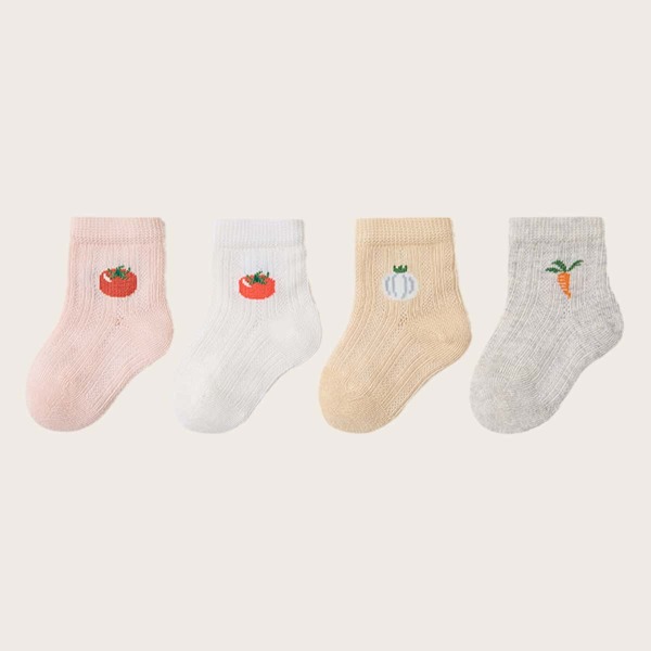 

4pairs Baby Vegetable Print Socks, Multicolor
