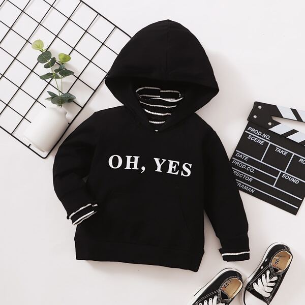 

Toddler Boys 2 In 1 Slogan Graphic Hooded Sweatshirt, Black