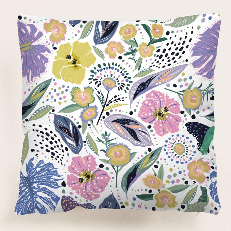 

Flower Print Cushion Cover Without Filler, Multicolor