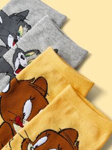 TOM & JERRY X SHEIN 2雙SHEIN X TOM & JERRY 動物圖案襪子 - 彩色 - 查看 8