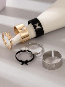 6pcs Butterfly Decor Ring - Multicolor - View 2