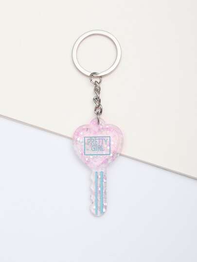 Heart Key Charm Keychain