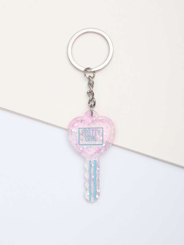 Heart Key Charm Keychain