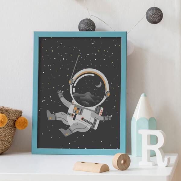 

Astronaut Print Kids Unframed Painting, Multicolor