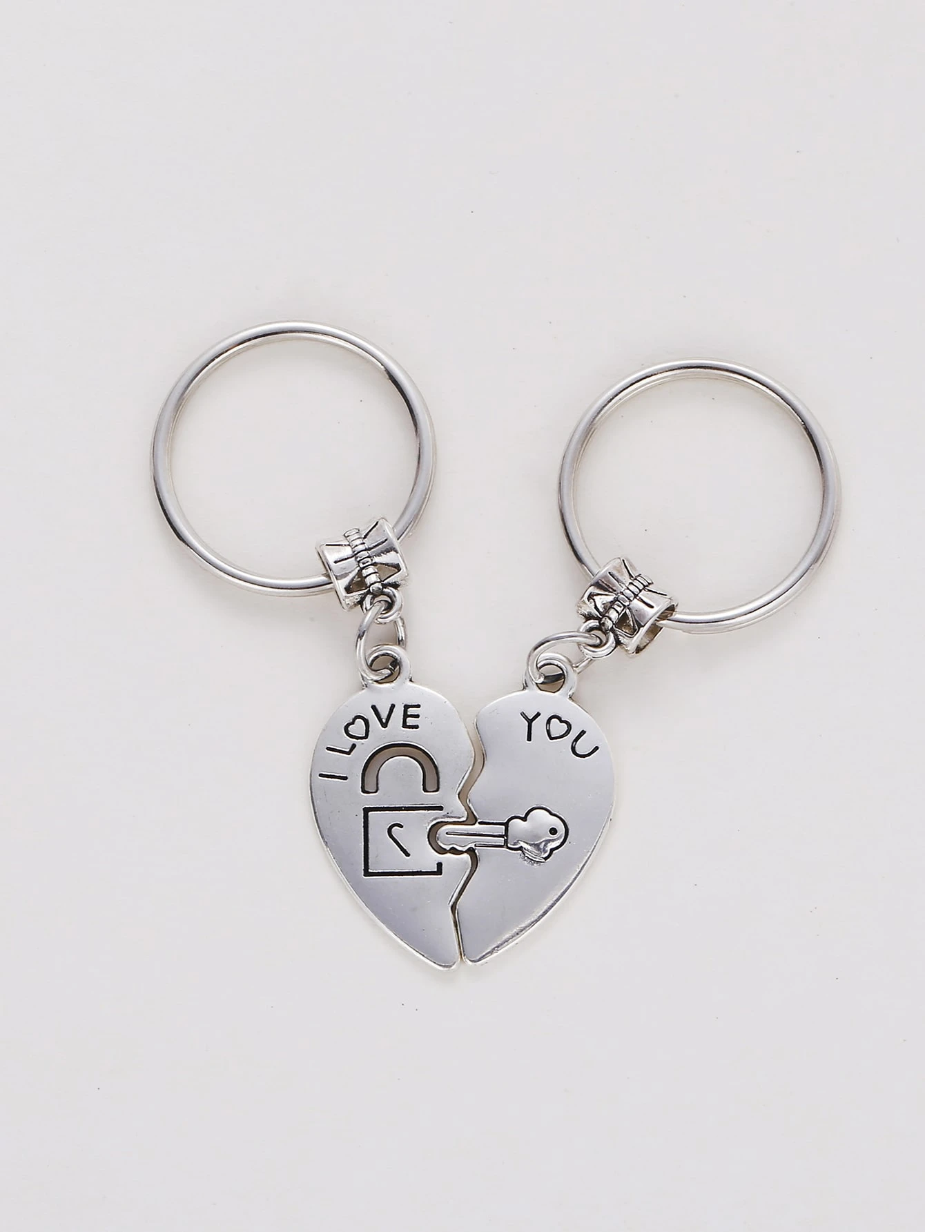 2ピースカップルハートチャームキーホルダー Shein Japan