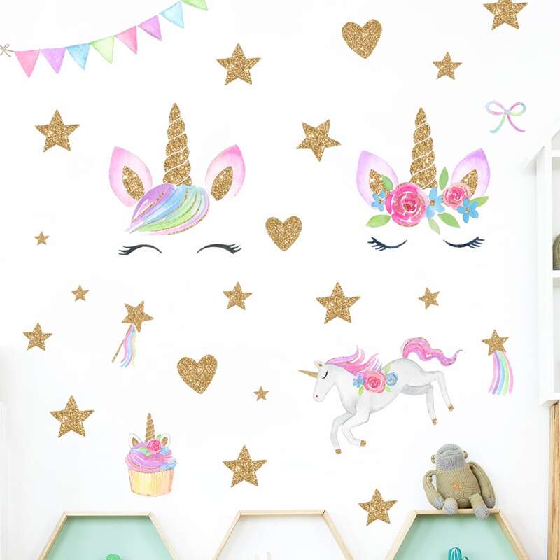 

Unicorn Print Kids Wall Sticker, Multicolor