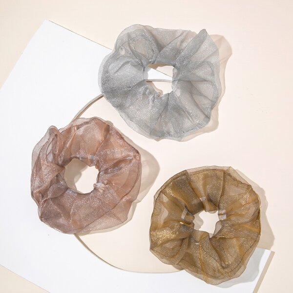 

3pcs Mesh Scrunchie, Multicolor